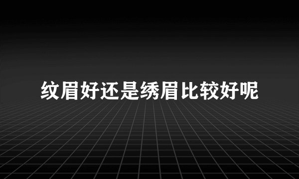 纹眉好还是绣眉比较好呢