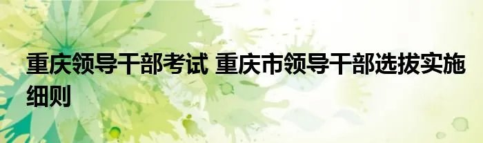 重庆领导干部考试 重庆市领导干部选拔实施细则