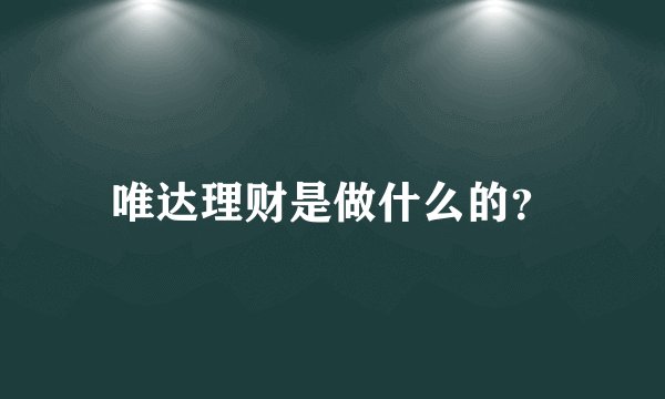 唯达理财是做什么的？