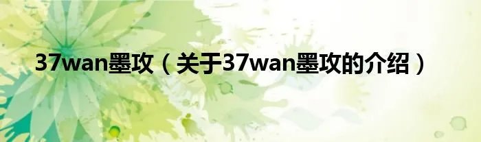 37wan墨攻(关于37wan墨攻的介绍)