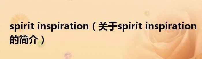 spirit inspiration（关于spirit inspiration的简介）