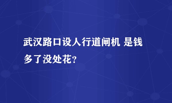 武汉路口设人行道闸机 是钱多了没处花？