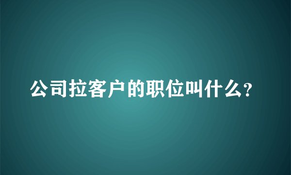 公司拉客户的职位叫什么？