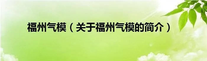 福州气模（关于福州气模的简介）