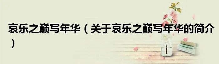 哀乐之巅写年华（关于哀乐之巅写年华的简介）