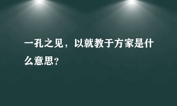 一孔之见,以就教于方家是什么意思?