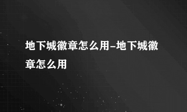 地下城徽章怎么用-地下城徽章怎么用