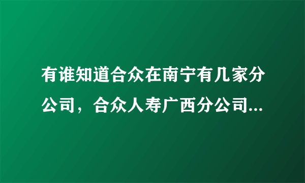 有谁知道合众在南宁有几家分公司，合众人寿广西分公司营业三区在哪里
