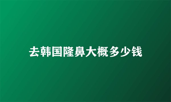 去韩国隆鼻大概多少钱
