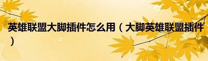 英雄联盟大脚插件怎么用（大脚英雄联盟插件）