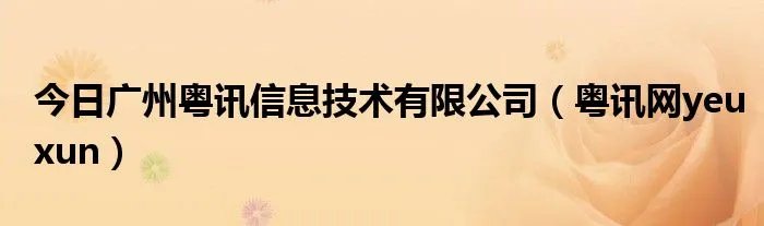 今日广州粤讯信息技术有限公司（粤讯网yeuxun）