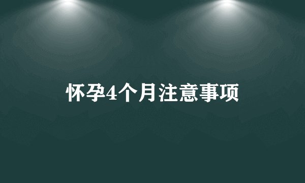怀孕4个月注意事项