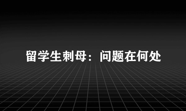 留学生刺母:问题在何处
