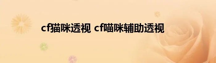 cf猫咪透视 cf喵咪辅助透视