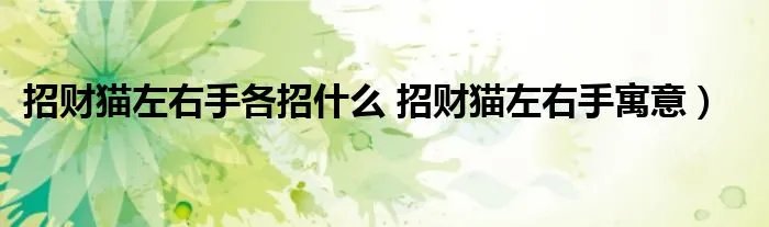 招财猫左右手各招什么 招财猫左右手寓意)