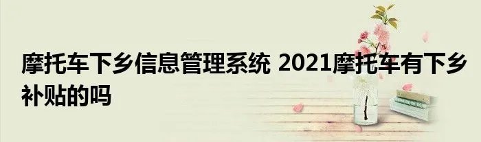 摩托车下乡信息管理系统 2021摩托车有下乡补贴的吗