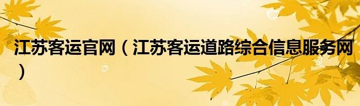 江苏客运官网（江苏客运道路综合信息服务网）