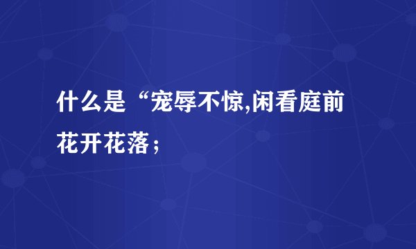 什么是“宠辱不惊,闲看庭前花开花落；