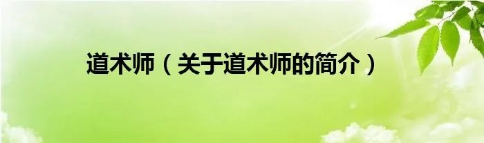 道术师（关于道术师的简介）