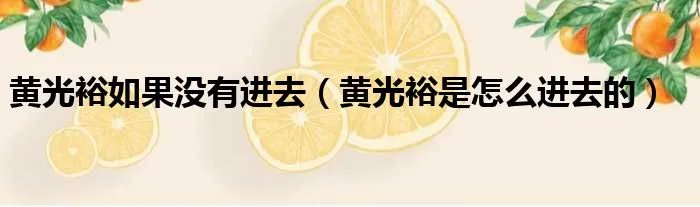 黄光裕如果没有进去(黄光裕是怎么进去的)