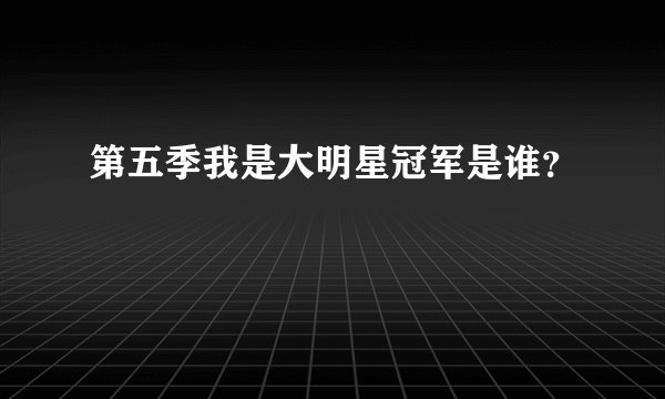 第五季我是大明星冠军是谁？