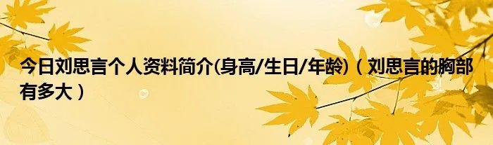 今日刘思言个人资料简介(身高/生日/年龄)（刘思言的胸部有多大）