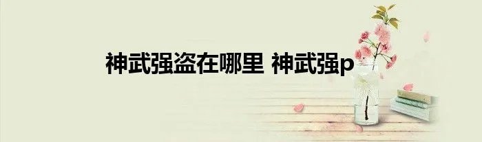 神武强盗在哪里 神武强p