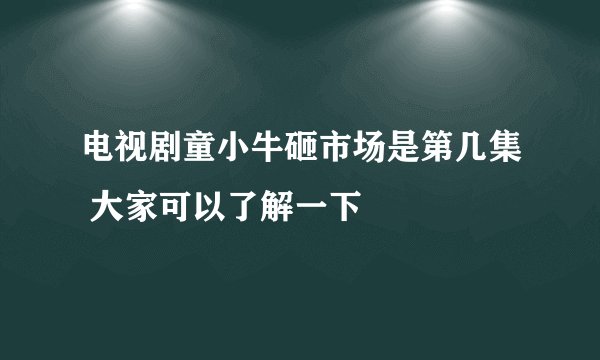 电视剧童小牛砸市场是第几集 大家可以了解一下