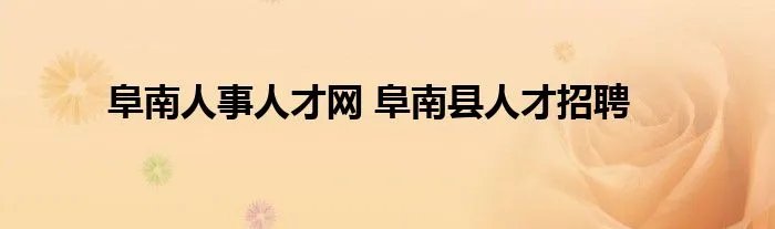 阜南人事人才网 阜南县人才招聘