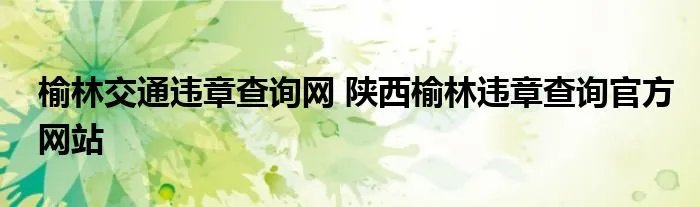 榆林交通违章查询网 陕西榆林违章查询官方网站