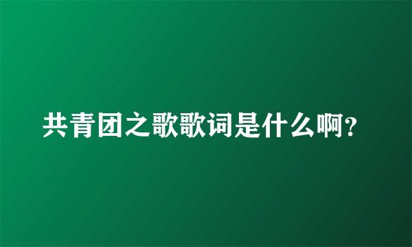 共青团之歌歌词是什么啊？