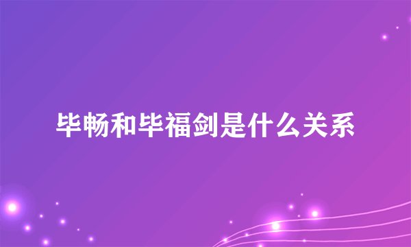 毕畅和毕福剑是什么关系