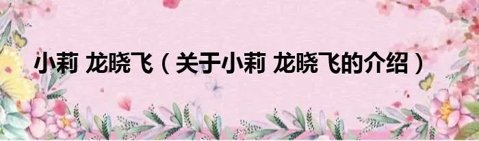 小莉 龙晓飞（关于小莉 龙晓飞的介绍）