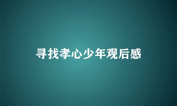寻找孝心少年观后感