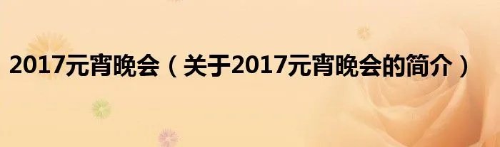 2017元宵晚会（关于2017元宵晚会的简介）