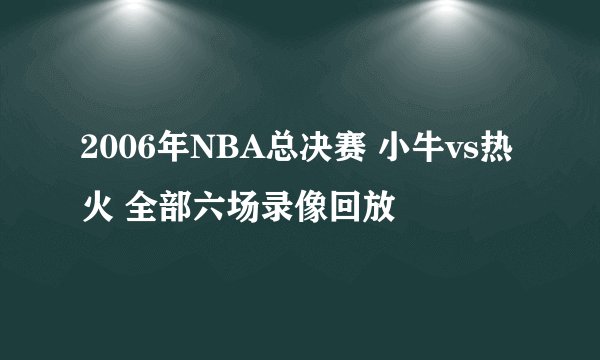 2006年NBA总决赛 小牛vs热火 全部六场录像回放