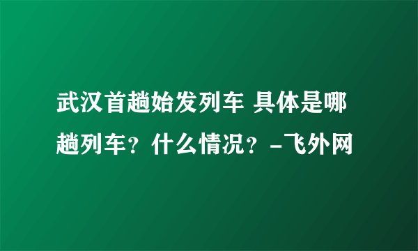 武汉首趟始发列车 具体是哪趟列车?什么情况?-飞外网