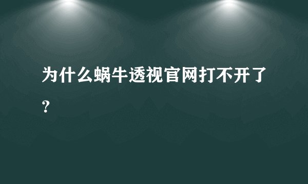 为什么蜗牛透视官网打不开了？
