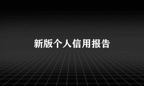 新版个人信用报告