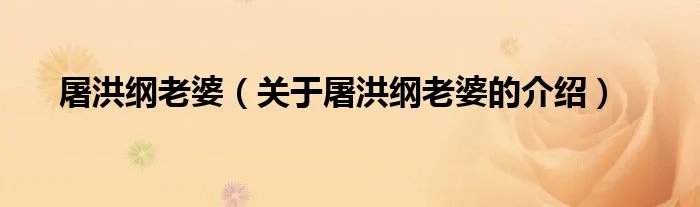 屠洪纲老婆（关于屠洪纲老婆的介绍）