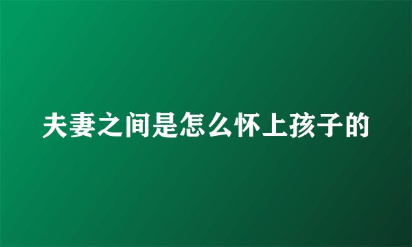 夫妻之间是怎么怀上孩子的