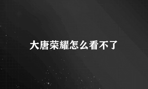 大唐荣耀怎么看不了