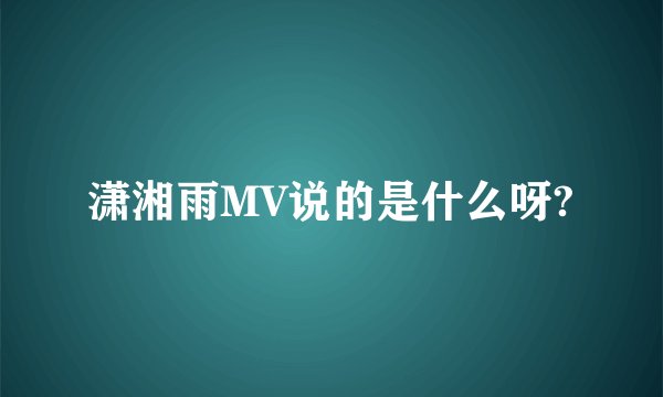 潇湘雨MV说的是什么呀?