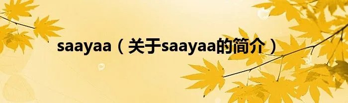 saayaa（关于saayaa的简介）