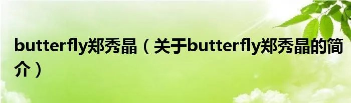 butterfly郑秀晶（关于butterfly郑秀晶的简介）