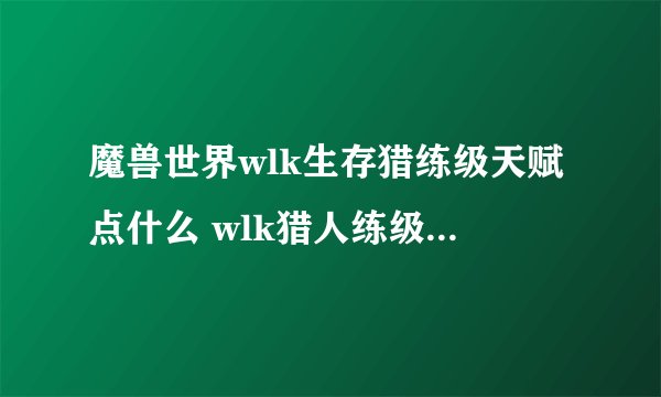 魔兽世界wlk生存猎练级天赋点什么 wlk猎人练级天赋加点攻略