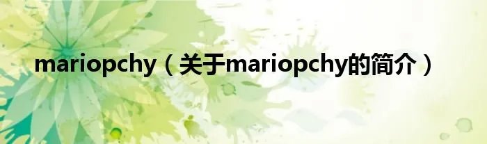 mariopchy（关于mariopchy的简介）