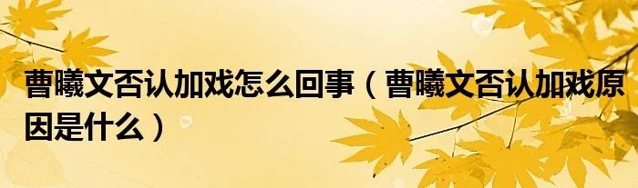 曹曦文否认加戏怎么回事（曹曦文否认加戏原因是什么）