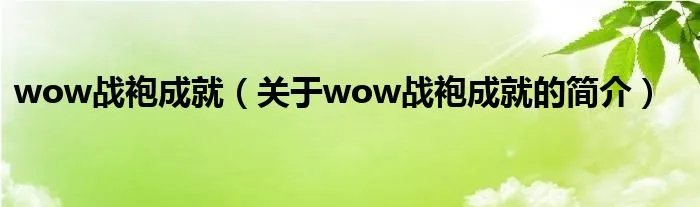 wow战袍成就（关于wow战袍成就的简介）