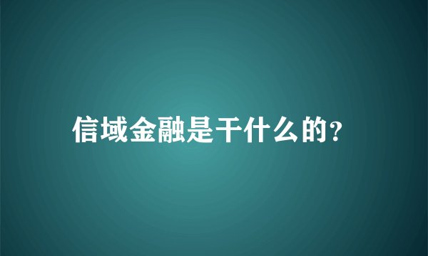 信域金融是干什么的？